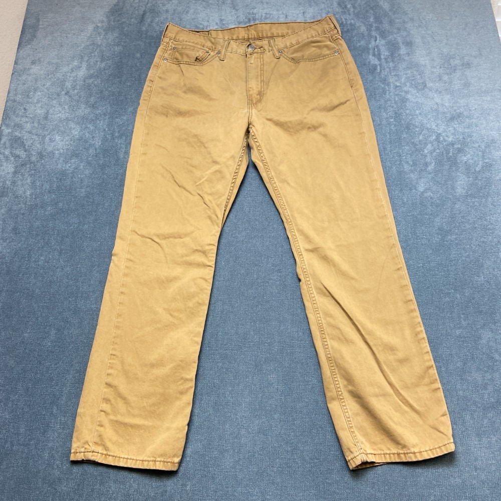 Levi's 514 Jeans Mens 35x30 Beige Denim Straight Leg Light Wash Comfort Fit